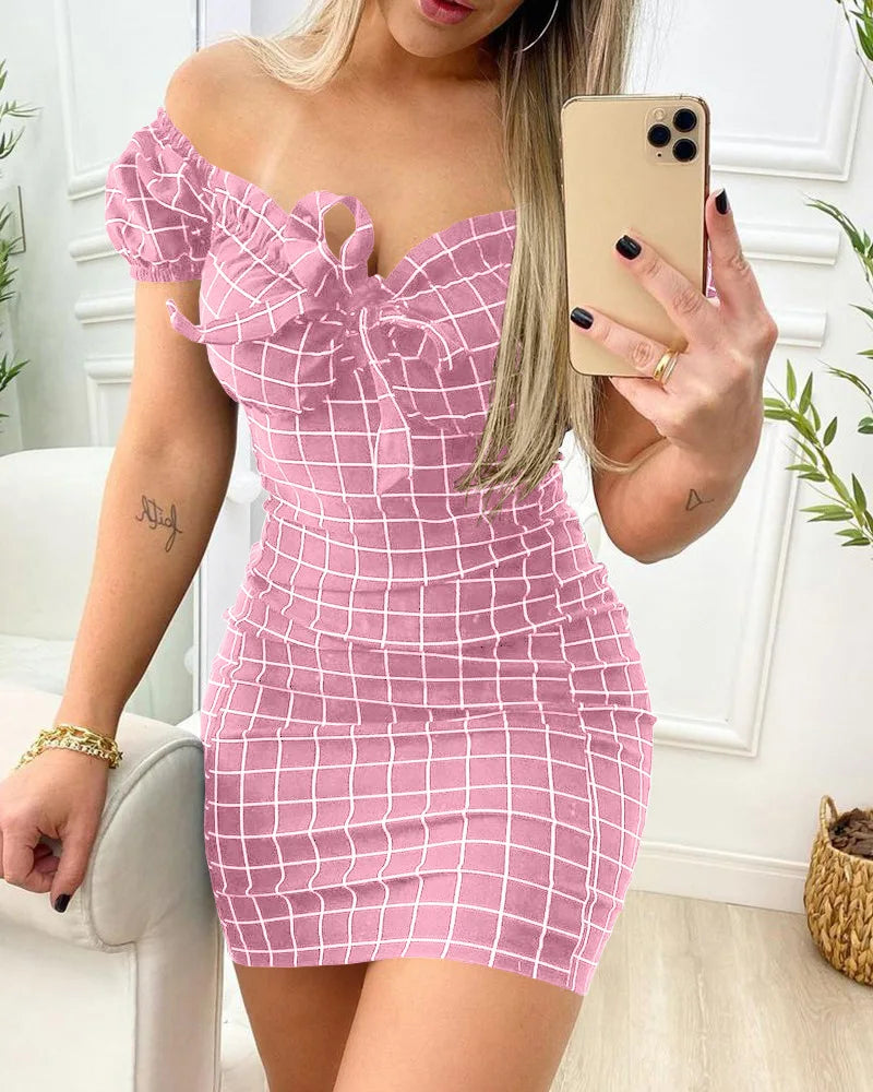 Summer Grid Print Summer dress