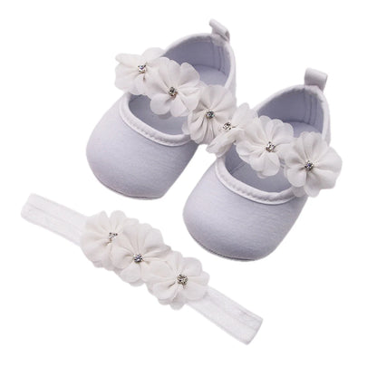Baby baptism shoe & headband set