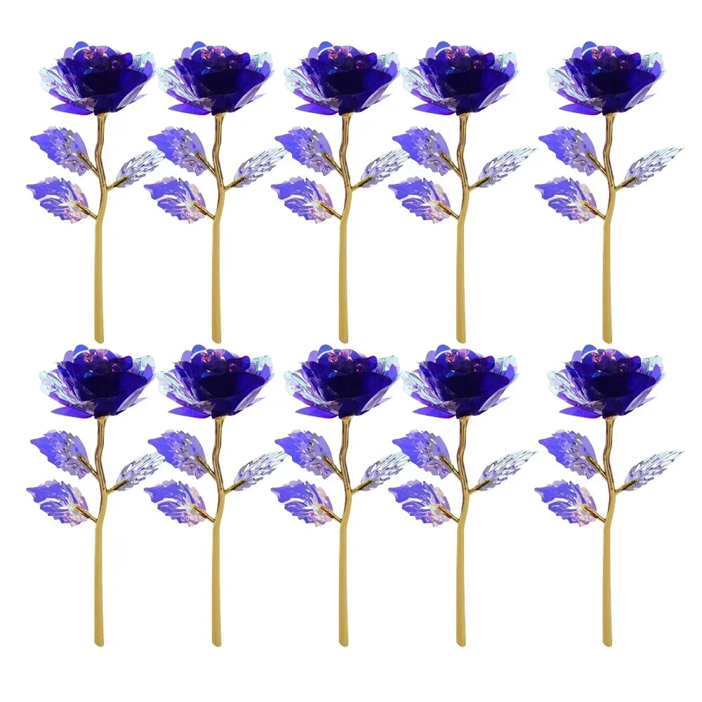 10pcs eternal colorful gold rose