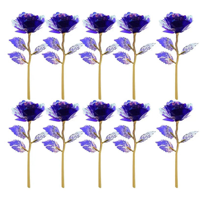 10pcs eternal colorful gold rose
