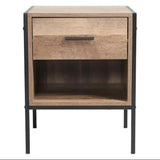 Metal Frame Wood Industrial Bedside Table