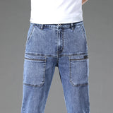 High Elasticity Slim Mid-waist Jeans