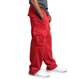 Straight Fit Drawstring Long Multi-pocket Pants