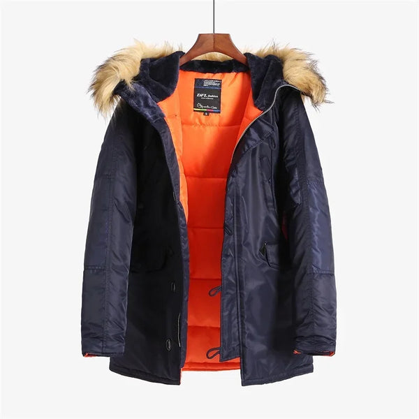 Plus Size Fur Hood Long Waterproof Windproof Coat