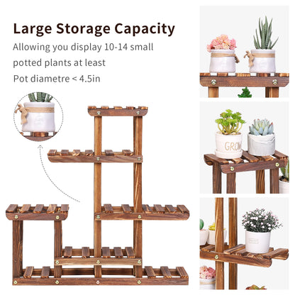 Indoor outdoor wood plant shelves