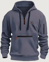 Zipper Design Solid Color Hoodie Top