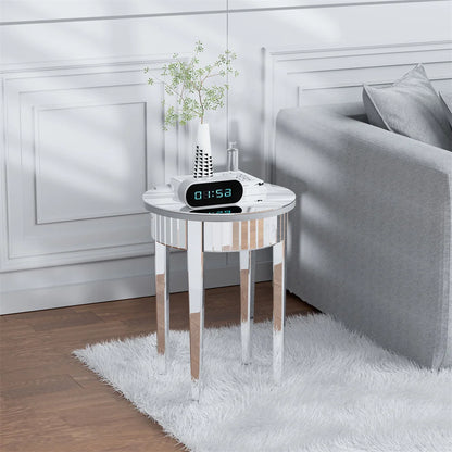 Modern silver mirrorred side table