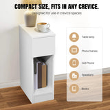 Slim Bedside Table with Shelf &Drawer