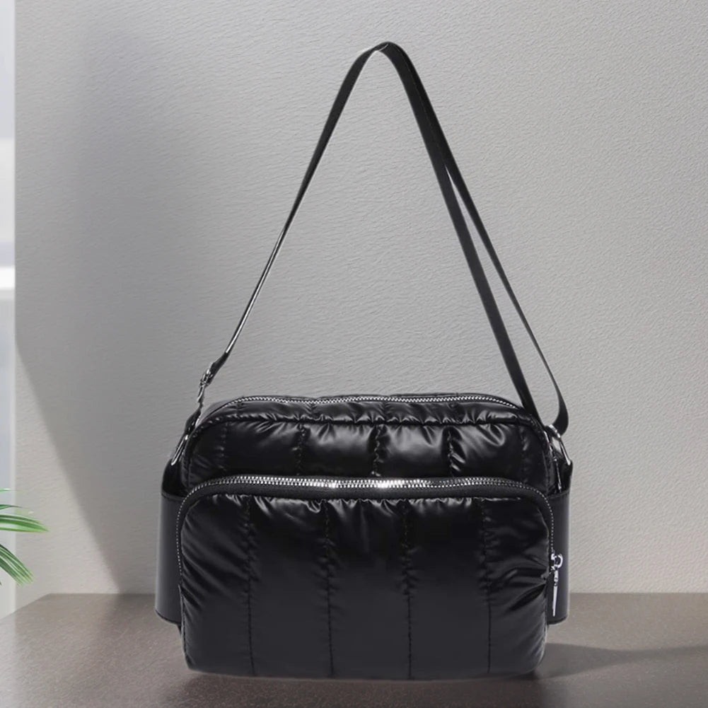 Quilted cotton adjustable strap handbag