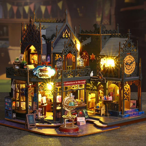 Miniature House Kit with LED Lights Wooden Dolls House