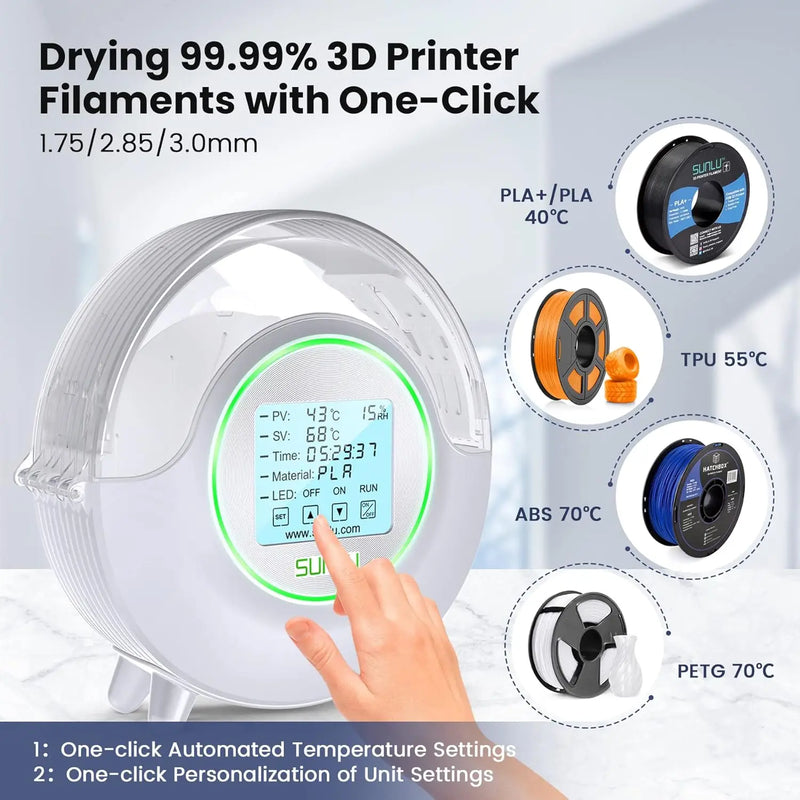Fan LED Touch Screen for 3D Filament Dryer Printing Mate