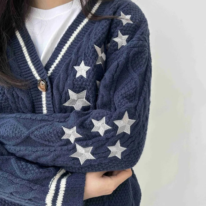Midnight cardigan v-neck knitted sweater
