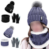 Thick Knit Hat Scarf and Touchscreen Gloves Set