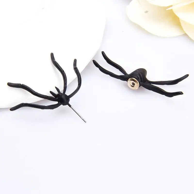 3D Horror Personality Black Spider Halloween Earrings