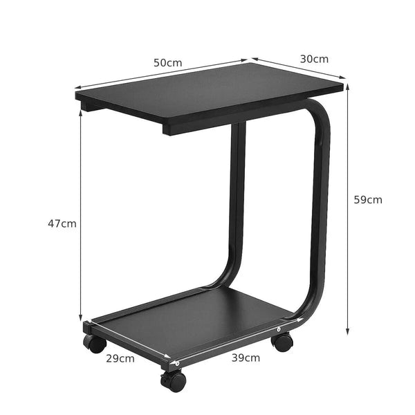 Rolling C-shaped Laptop Side Table
