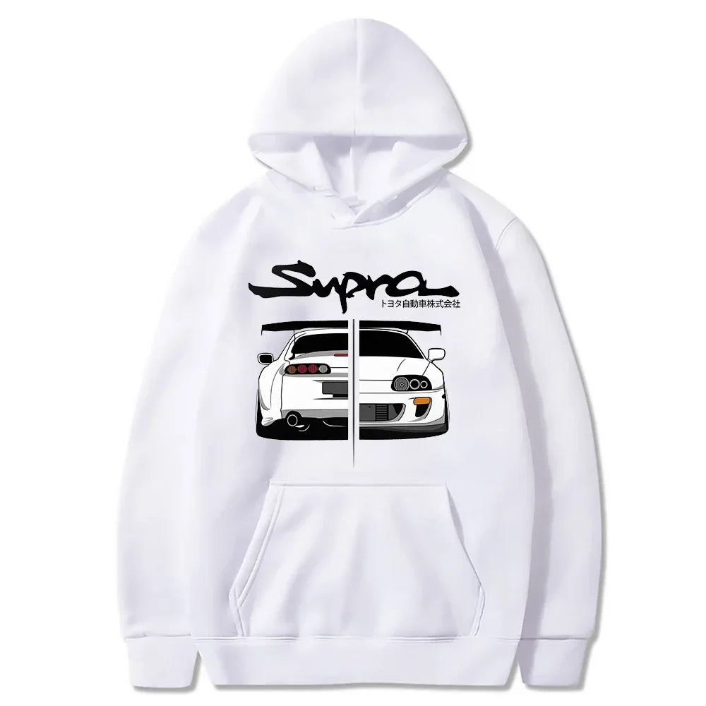 Manga print loose long sleeve hoodie
