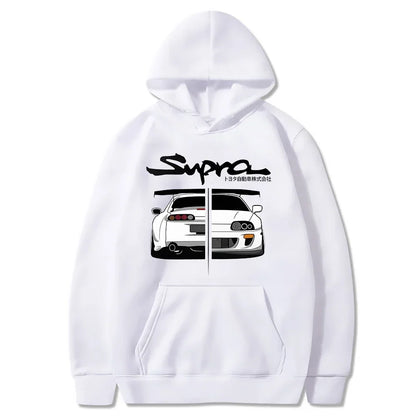 Manga print loose long sleeve hoodie
