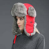 Windproof Super Warm Real Rabbit Fur Bomber Hat