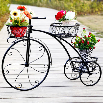 Wrought iron tricycle planter
