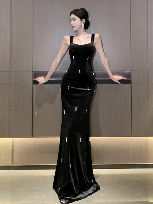 Elegant Velvet Long Dress