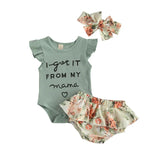Leopard Print Short Sleeve Romper 3pcs Outfit Set