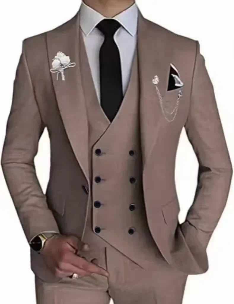 Men's peak lapel business 3piece blazer