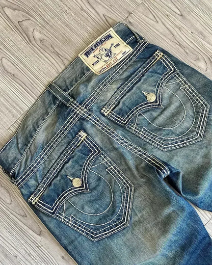 Sequins rhinestone retro fashion jeans