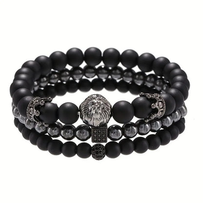 Set of 3 beaded elastic bracelet
