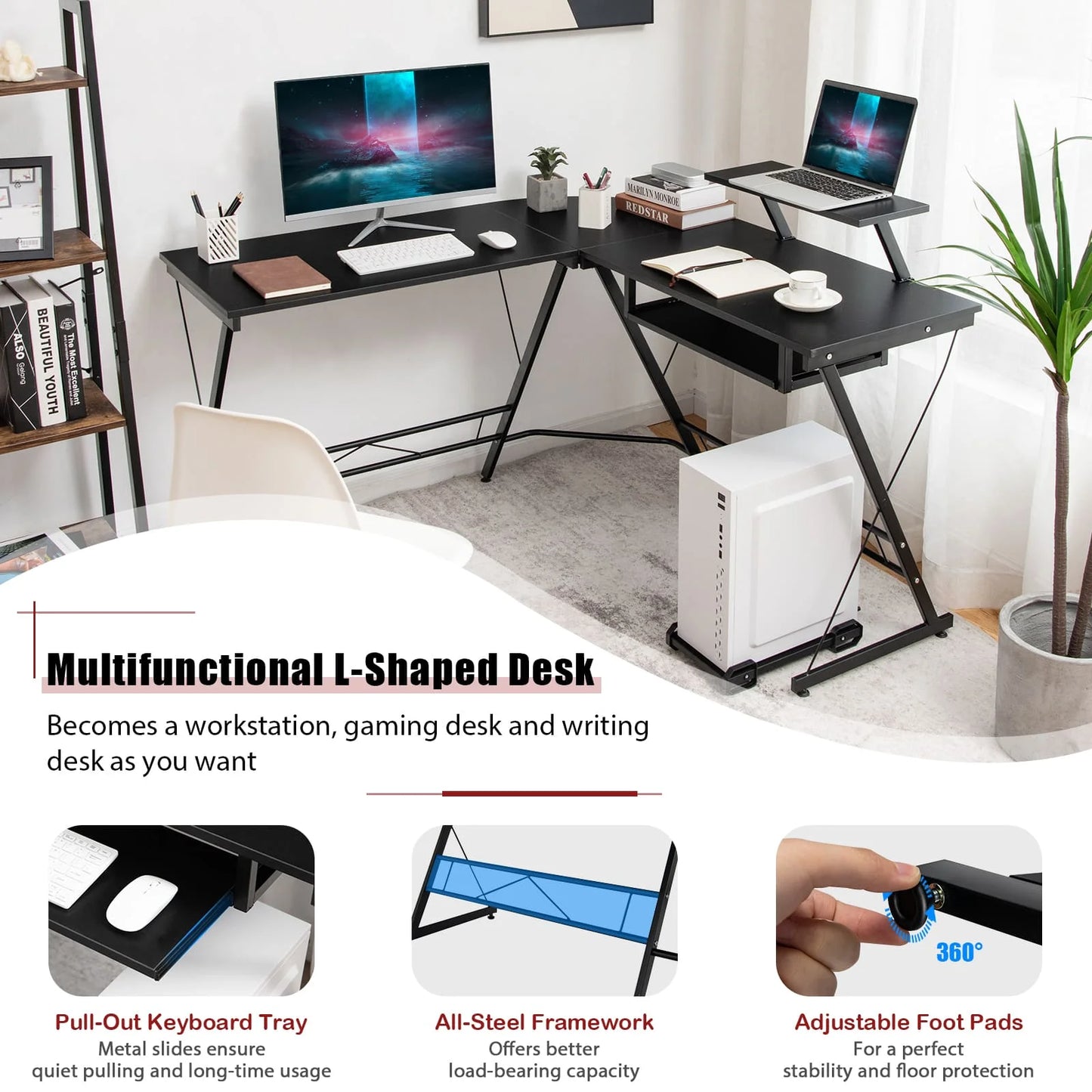 Workstation movable computer desk