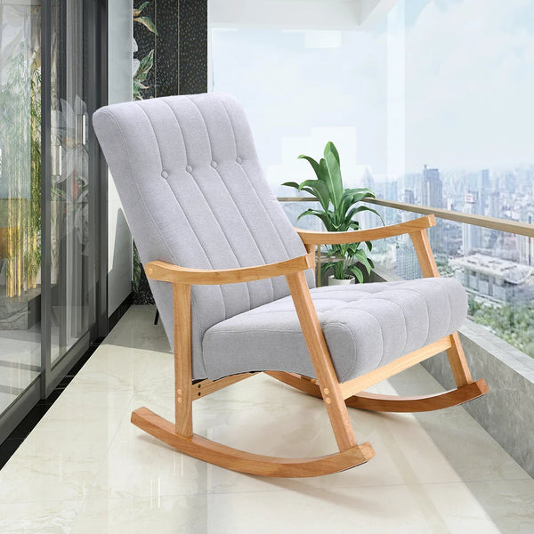 Velvet Upholstered Tufting Rocking Chair