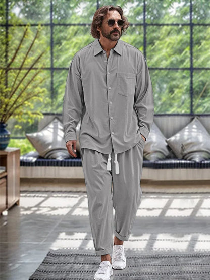 Men's cotton linen 2 piece sets
