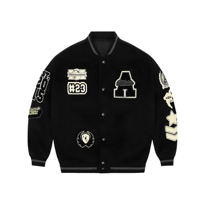 Trendy embroidery leather jacket