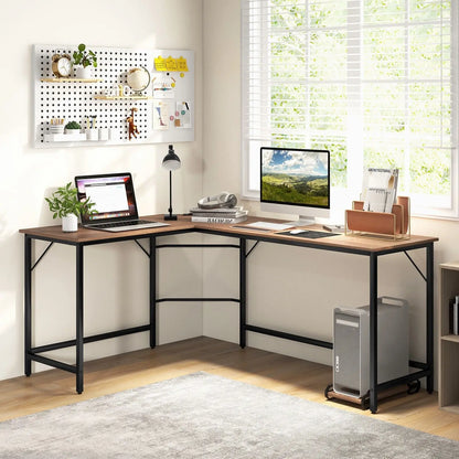 L-shaped computer corner desk