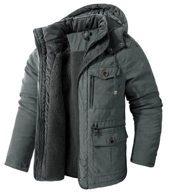 Lamb wool hooded cotton jacket