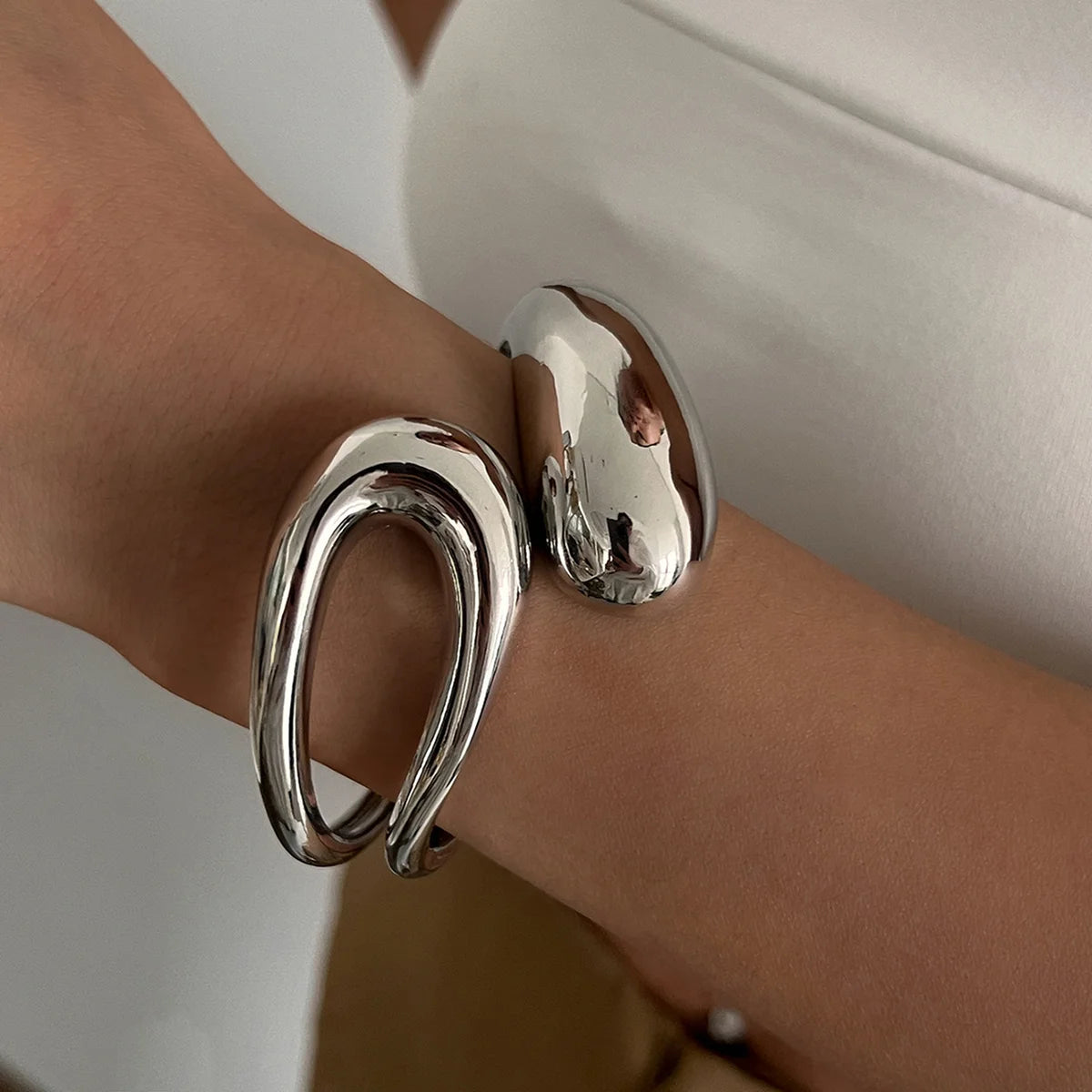 Geometric Snake Shaped Open Bangles