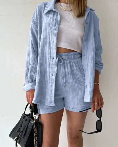 Lace up wide leg lady pants set