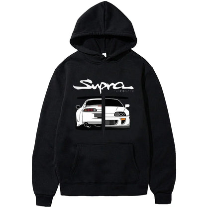 Manga print loose long sleeve hoodie