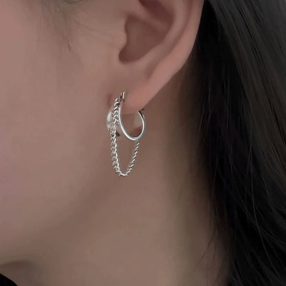 Copper Link Chain Clip Earrings