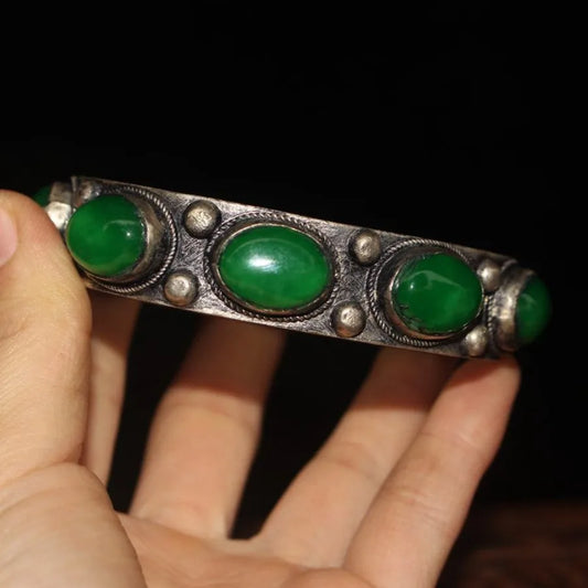 Antique Distressed White Bronze Bracelet