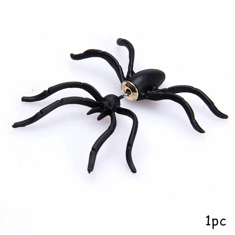3D Horror Personality Black Spider Halloween Earrings