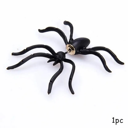 3D Horror Personality Black Spider Halloween Earrings