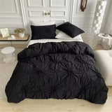 Elegant 3D Twist Flowers King Size Bedding Set