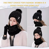 Thick Knit Hat Scarf and Touchscreen Gloves Set