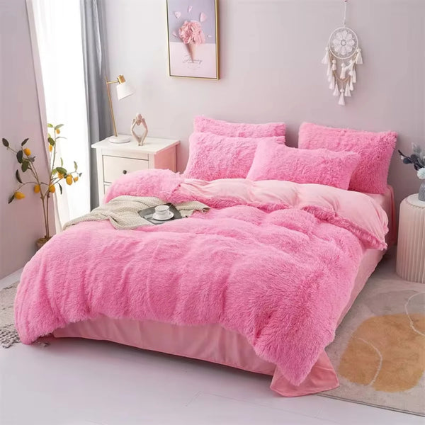 Warm and Cozy Plush Three-Piece Bedding Set