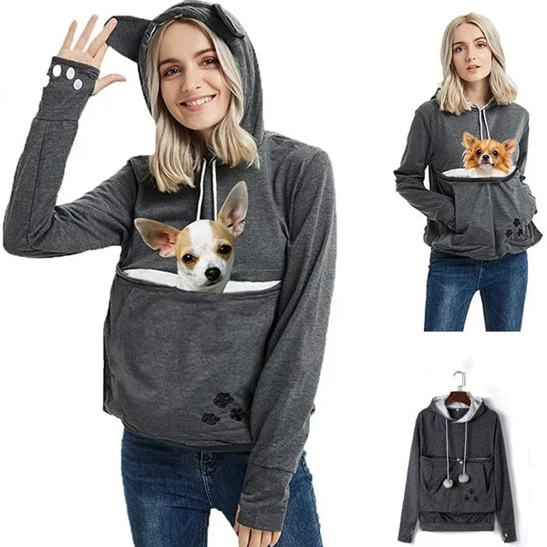 Cute Cat and Dog Printed Hooded Sweater