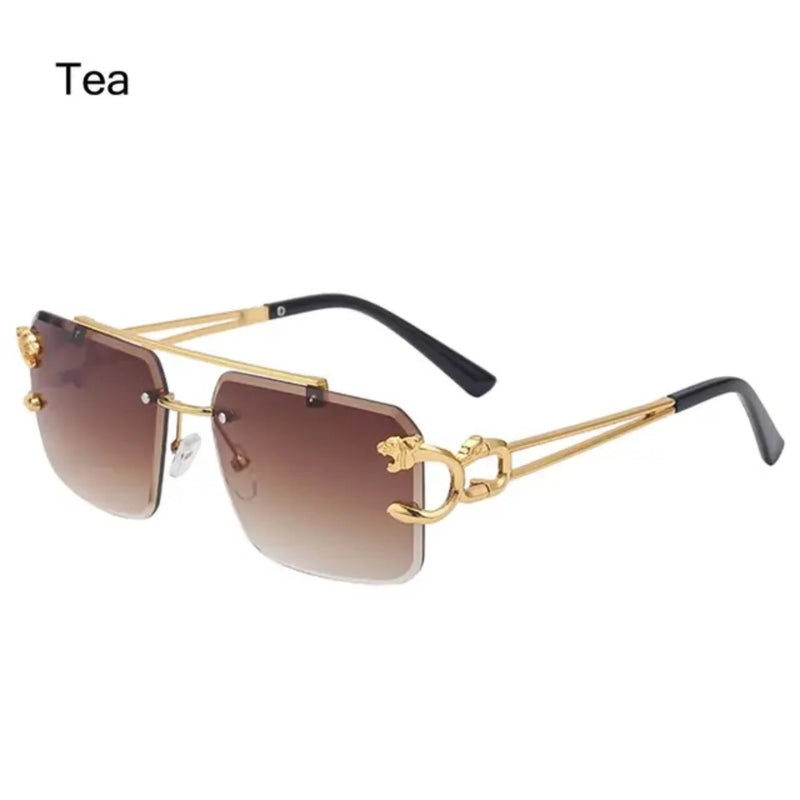 Retro Cheetah Decoration Rimless Sunglasses