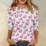 Heart Print Long Sleeve Top For Women