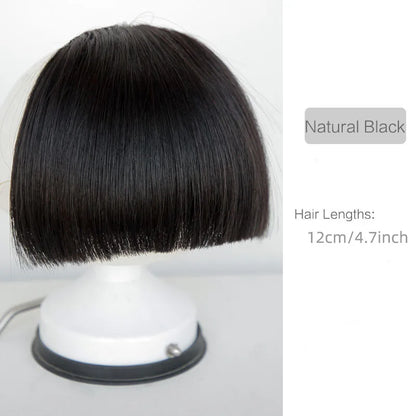 Synthetic fake bangs in hair extensions