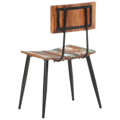 Solid reclaimed wood dining chairs set