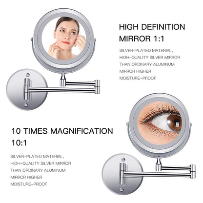 Wall mounted bathroom mirror with led light